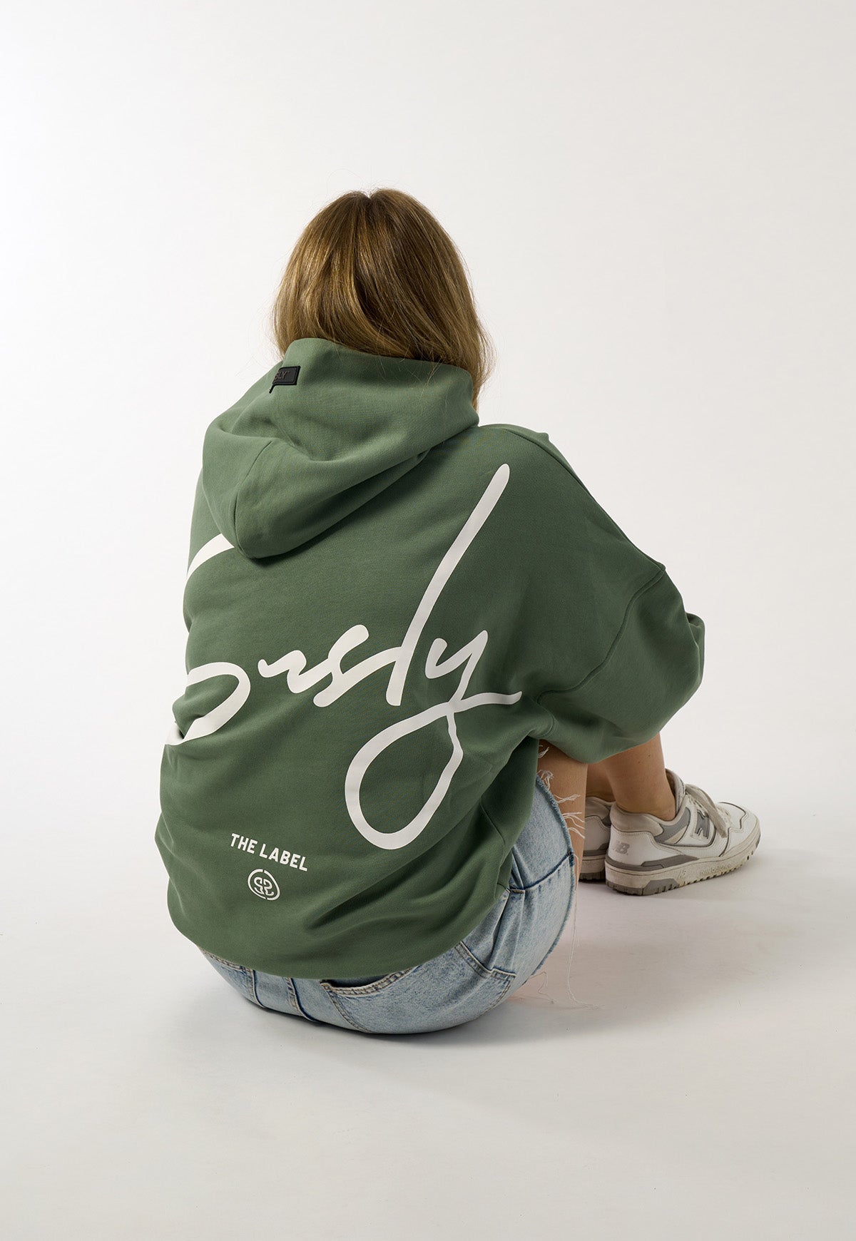 Women s signature oversized hoodie in Green Script Print